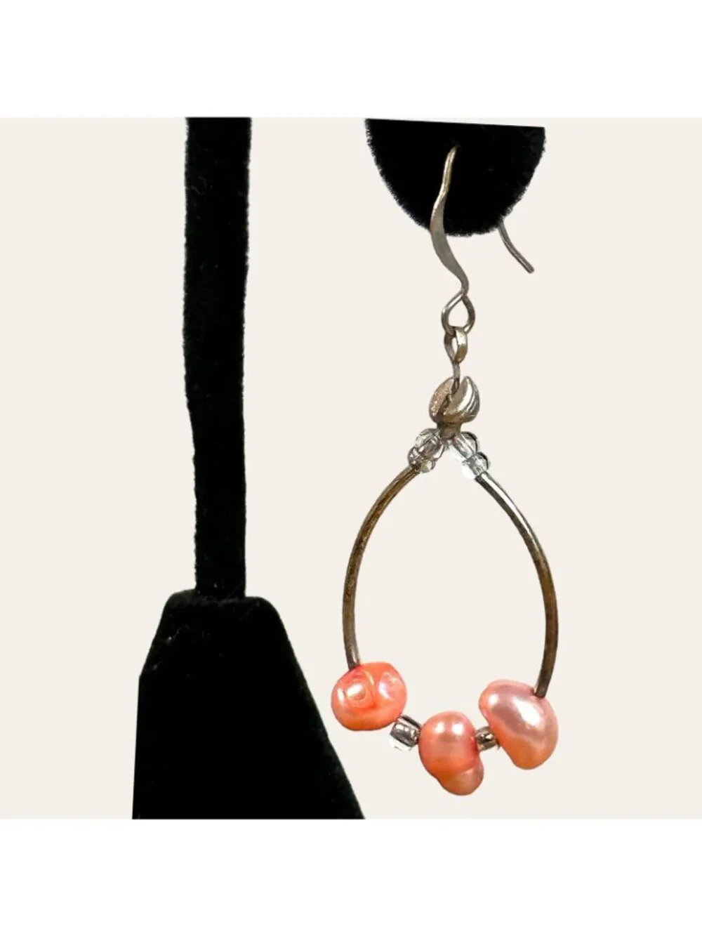 Liquid Silver Fresh Water Peach Pearls Dangle Earrings Tested Non-Reactive